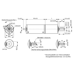 Planeten-Kleingetriebemotor SFP 3 mit Gleichstrommotor 24V i=213:1 Leerlaufdrehzahl 16,5 1/min. Nenndrehmoment 6 Nm, Technische Zeichnung