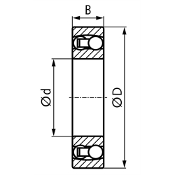 SKF Pendelkugellager 2205 E-2RS1TN9/C3 zweireihig Innen-Ø 25mm Außen-Ø 52mm Breite 18mm abgedichtet Lagerluft C3, Technische Zeichnung