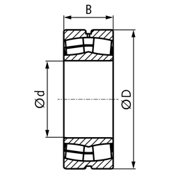 SKF Pendelrollenlager 22205 E/C3 zweireihig Innen-Ø 25mm Außen-Ø 52mm Breite 18mm Lagerluft C3, Technische Zeichnung