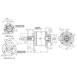 Planetengetriebe MPS Größe 40 Übersetzung i=8 1-stufig, Technische Zeichnung