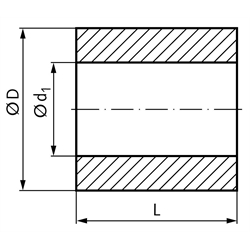 Rohr aus Sinterbronze Bohrung 150mm Außendurchmesser 202mm Länge 140mm, Technische Zeichnung