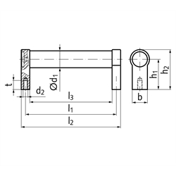 Rohrgriff 333.1 Länge 250 mm d1 20 mm Material Alu schwarz kunststoffbeschichtet , Technische Zeichnung