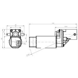 Linearantrieb SFL mit Gleichstrommotor Betriebsspannung 12V-24V Nominale Hubkraft 1200N mit Hall-IC , Technische Zeichnung