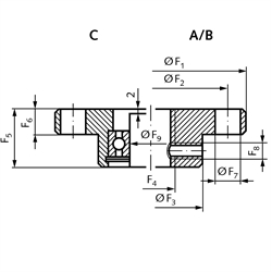 Flanschplatte für NPT und NPK, Ausführung A und B, Technische Zeichnung