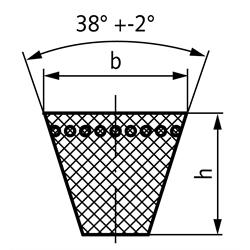 Hochleistungs-Schmalkeilriemen XPA EPDM Wirklänge 1782 mm, Technische Zeichnung