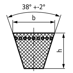 Hochleistungs-Schmalkeilriemen XPZ EPDM Wirklänge 1270 mm, Technische Zeichnung