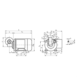 Schneckengetriebemotor MEK 45 Watt 230/400V 50Hz IE1 i=55:1 Abtriebsdrehzahl ca. 25 /min Md2=7,3Nm (Betriebsanleitung im Internet unter www.maedler.de im Bereich Downloads), Technische Zeichnung