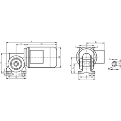 Schneckengetriebemotor RH 180 Watt 230/400V 50Hz IE2 i=60:1 Abtriebsdrehzahl ca. 23 /min Md2=21Nm (Betriebsanleitung im Internet unter www.maedler.de im Bereich Downloads), Technische Zeichnung