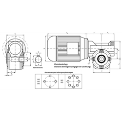 Schneckengetriebemotor HMD/I Grundausführung Getriebegröße 063 n2=17,5 /min 0,37kW 230/400V 50Hz IE2 Abtrieb Hohlwelle (Betriebsanleitung im Internet unter www.maedler.de im Bereich Downloads), Technische Zeichnung