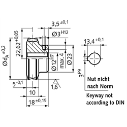 Präzisions-Schneckenrad Achsabstand 22,62mm i=3 21 Zähne , Technische Zeichnung