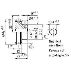 Präzisions-Schneckenrad Achsabstand 33mm i=75 75 Zähne , Technische Zeichnung