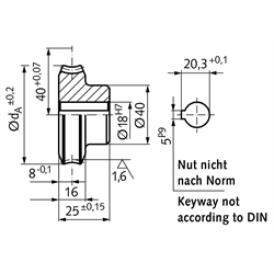 Präzisions-Schneckenrad Achsabstand 40mm i=15 30 Zähne , Technische Zeichnung