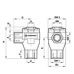 Schnellentlüftungsventil Gewinde G1/8 , Technische Zeichnung