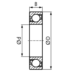 SKF Schrägkugellager 7206 BEP einreihig Innen-Ø 30mm Außen-Ø 62mm Breite 16mm, Technische Zeichnung