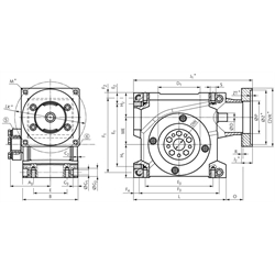 Servo-Schneckengetriebe ZM/S Größe 63 i=16:1 Abtriebswelle mit Schrumpfscheibe an Seite 5, Technische Zeichnung
