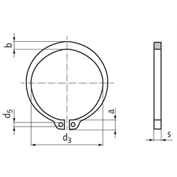 Sicherungsring DIN 471 9mm Edelstahl 1.4122 Achtung: Reduzierte Federkräfte und abweichende mechanische Eigenschaften gegenüber Federstahl, Technische Zeichnung
