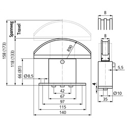 Kettenspanner SPANN-BOX® Größe 1 kurz niedrige Spannkraft 06 B-2, Technische Zeichnung