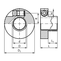 Spannbuchse E Bohrung 31,75mm , Technische Zeichnung