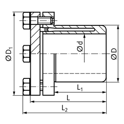 Spannbuchse MSD-N Edelstahl Bohrung 40mm max. Drehmoment 750Nm , Technische Zeichnung