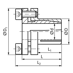 Mini-Spannbuchse MSM Bohrung 12mm , Technische Zeichnung