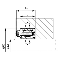 Spannsatz COM-A Bohrung 40mm Größe 40-65 QPQ-beschichtet, Technische Zeichnung