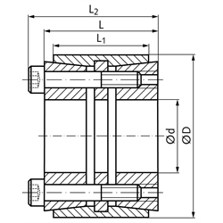 Spannsatz COM-LL Bohrung 90mm Größe 90x130x78mm, Technische Zeichnung