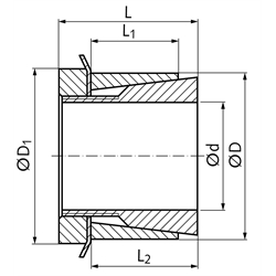 Spannsatz SSG Bohrung 55mm Größe 55x65x46mm, Technische Zeichnung