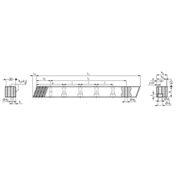 Präzisions-Zahnstange aus Blankstahl 900N/mm² Modul 2 1000mm lang vergütet mit gefrästen Zähnen schräg verzahnt 19°31''42" rechtssteigend ohne Bohrungen , Technische Zeichnung