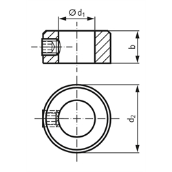 Stellring DIN 705 A Bohrung 11mm verzinkt Gewindestift mit Innensechskant nach DIN EN ISO 4027 (alte DIN 914), Technische Zeichnung