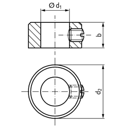 Stellring DIN 705 A Bohrung 16mm brüniert Gewindestift mit Schlitz nach DIN EN 27434 (alte DIN 553), Technische Zeichnung