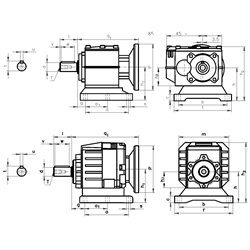 Stirnradgetriebemotor HR/I 1,5kW 230/400V 50Hz Bauform B3 IE3 n2 =334 /min Md2 =41 Nm (Betriebsanleitung im Internet unter www.maedler.de im Bereich Downloads), Technische Zeichnung