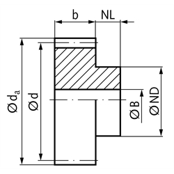 Stirnzahnrad aus C45 mit Nabe Modul 3 60 Zähne Zahnbreite 30mm Außendurchmesser 186mm Verzahnung induktiv gehärtet, Technische Zeichnung