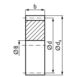 Stirnzahnrad aus C45 ohne Nabe Modul 1,5 35 Zähne Zahnbreite 17mm Außendurchmesser 55,5mm, Technische Zeichnung