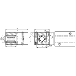 Tandem-Linearlagereinheit KGT-3 ISO-Reihe 3 Premium mit Linear-Kugellagern mit Winkelausgleich mit Doppellippendichtung für Wellen-Ø 20mm, Technische Zeichnung