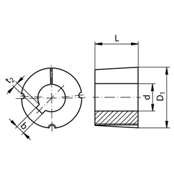 Taper-Spannbuchse 3020 Bohrung 48mm , Technische Zeichnung