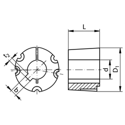 Taper-Spannbuchse 4545 Bohrung 100mm , Technische Zeichnung