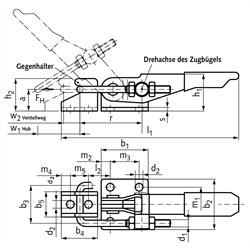 Verschluss-Spanner Größe 320 aus Edelstahl 1.4301/1.4305 , Technische Zeichnung