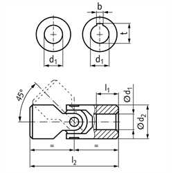 Präzisions-Wellengelenk WEN mit Nadellager DIN808 einfach Bohrung 35H7 Material Stahl Gesamtlänge 140mm Außendurchmesser 70mm , Technische Zeichnung