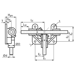 Offenes Winkelgetriebe OW3 mit Kegelrädern aus Polyacetal Wellen aus Edelstahl Ø 18mm Modul 3,5 16 Zähne Übersetzung 1:1 Ausführung 30L, Technische Zeichnung