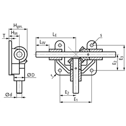 Offenes Winkelgetriebe OW3 mit Kegelrädern aus Polyacetal Wellen aus Edelstahl Ø 10mm Modul 2 16 Zähne Übersetzung 1:1 Ausführung 30R, Technische Zeichnung