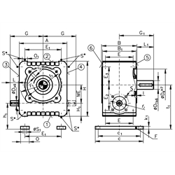 Schneckengetriebe ZM/I Ausführung A Größe 80 i=7,5:1 Abtriebswelle Seite 5 (Betriebsanleitung im Internet unter www.maedler.de im Bereich Downloads), Technische Zeichnung