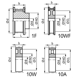 HTD-Zahnriemenrad aus Stahl Profil 8M 34 Zähne für Riemenbreite 50mm , Technische Zeichnung