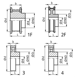 HTD-Zahnriemenrad aus Stahl Profil 8M 60 Zähne für Riemenbreite 30mm , Technische Zeichnung