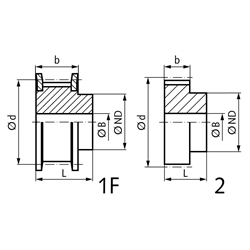 Zahnriemenrad aus Aluminium Profil T10 60 Zähne für Riemenbreite 16mm 31 T10/60-0 , Technische Zeichnung