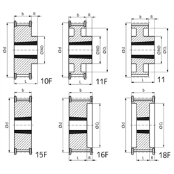 HTD-Zahnriemenrad aus Stahl Profil 8M 56 Zähne für Riemenbreite 30mm für Taper-Spannbuchse 2012 , Technische Zeichnung