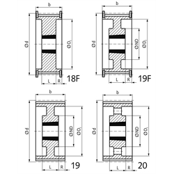 HTD-Zahnriemenrad aus Stahl Profil 14M 40 Zähne für Riemenbreite 85mm für Taper-Spannbuchse 3020 , Technische Zeichnung