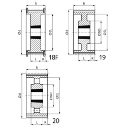 HTD-Zahnriemenrad aus Grauguss Profil 14M 72 Zähne für Riemenbreite 40mm für Taper-Spannbuchse 3020 , Technische Zeichnung