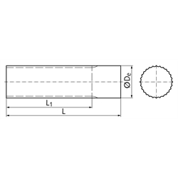 Zahnwelle Profil AT5 18 Zähne Länge 140mm Material 1.4305, Technische Zeichnung