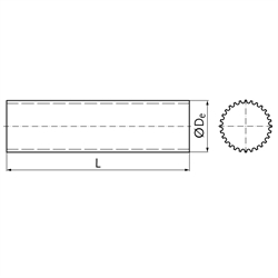 Zahnwelle HTD Profil 8M 22 Zähne Länge 200mm Material Stahl , Technische Zeichnung