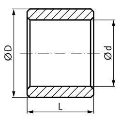 Zylinderbuchse geschlitzte Ausführung 30 x 34 x 30 mm , Technische Zeichnung